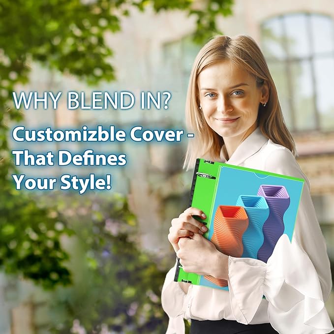 WOT I 1.5 Inch Telescoping 3 Ring Binder 6 Pack, Expandable Flexible Binder with Customizable Front Cover & Clear Catalog Pocket, Holds 370 Sheets, Assorted Colors, School Office Supplies