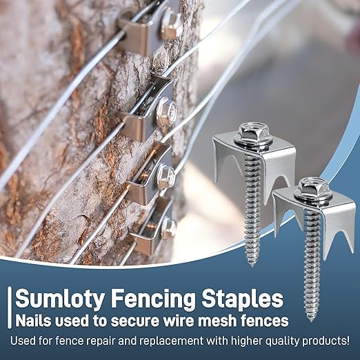 Sumloty 30-Pack 304 Stainless Steel Fence Staples, 1.6 Inch Reusable Fence Screw Nails for Wire Mesh and Woven Fencing, Easy Install with Power Drill
