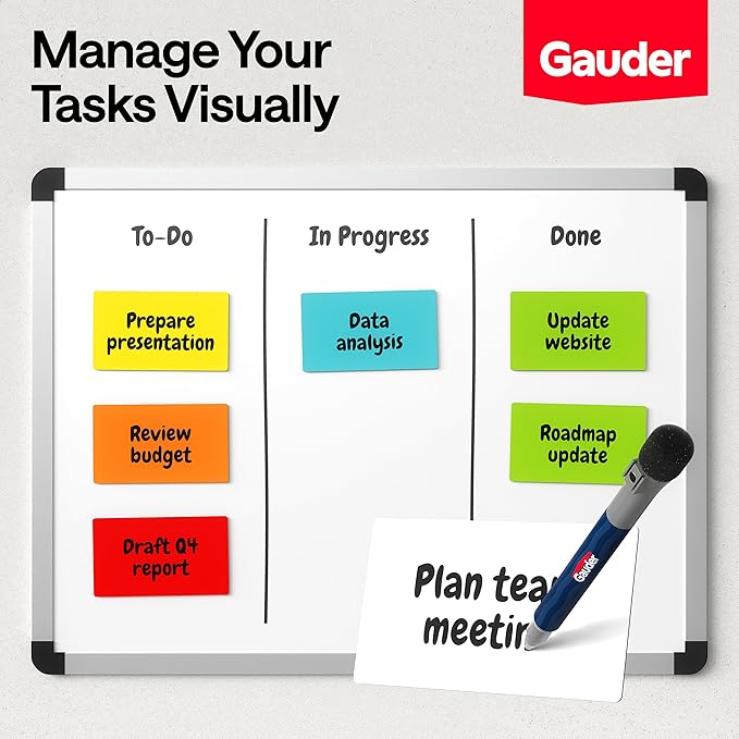 GAUDER Magnetic Dry Erase Labels | 30x Magnetic Labels (4,75 Inches x 2,75 Inches) | 30x Dry Erase Magnets for Classroom, Whiteboard and Blackboard