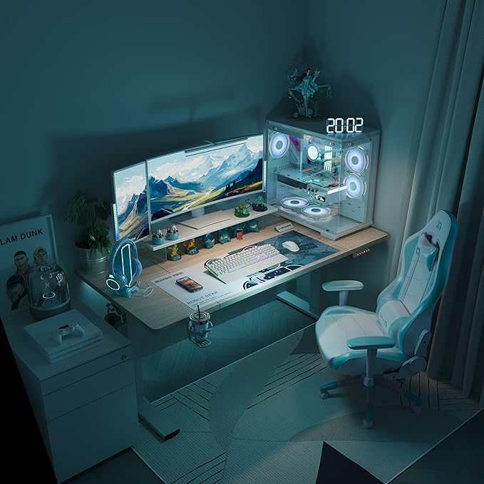 FitStand Standing Desk,Large 79x31 Inches Height Adjustable Stand Up Desks with Cable Management, Home Office Computer Desk with Cup Holder & Memory Preset, White Wood Grain