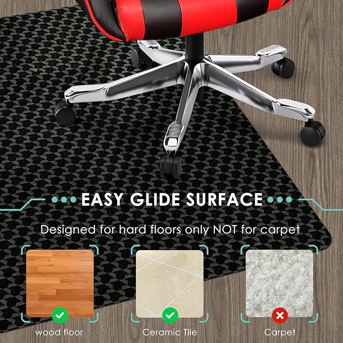 Vicwe Office Chair Mat for Hardwood Floor, 63" x 51" Large Chair Mat, Gaming Chair Mats for Hardwood, Easy Glide for Chairs, Multi-Purpose Floor Protector Desk Chair Mats for Home Office