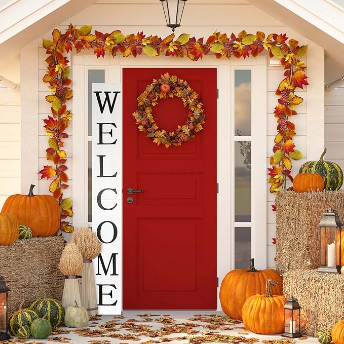 Tall White Welcome Sign - 6ft Rustic Farmhouse Decor for Front Door & Porch