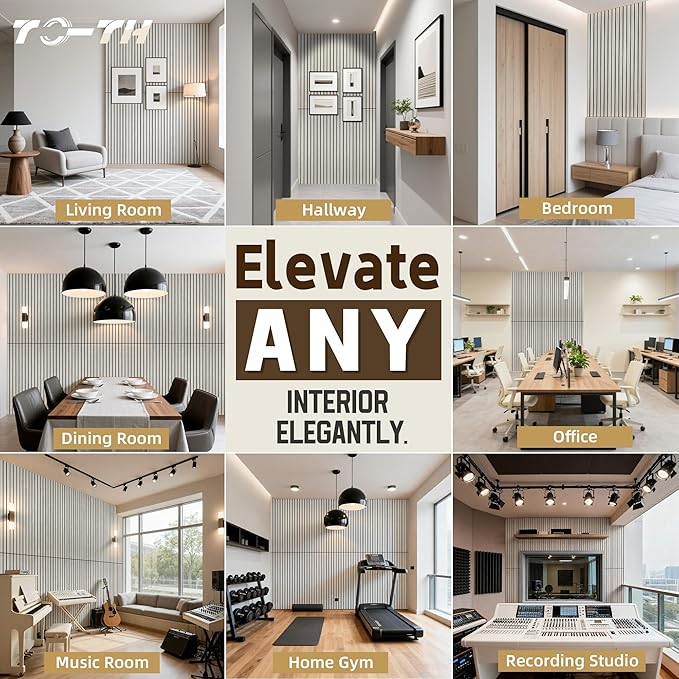 TO-TH Wood-Look Acoustic Wall Panels, 10 Pack 47.2” x 23.6” Sound Panels, Decorative Wood Panels for Wall Sound Dampening Panels for Home, Office, Basement, Natural Oak with Mitered Edges