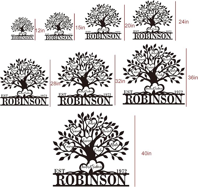 Personalized Family Tree Metal Sign Custom Last Name Sign Tree of Life Wall Art Family Name Wall Decor Custom Metal Wall Sign Anniversary Decoration Personalized Home Decor Gift Idea