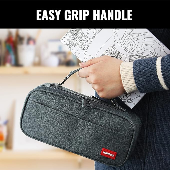 JOINPRO Pencil Case, Large Capacity Pencil Case Organizer; Double Zipper Storage Bag; Big Pencil Pouch for College School Office Teen Girl Boy Men Women Adult