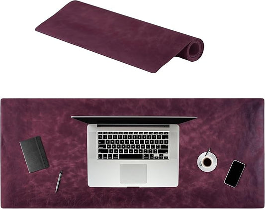 Node Leather Calfskin Leather Desk Pad – Executive Office Desk Mat with Non-Slip Bottom – Smooth Surface for Mouse & Keyboard – Wide Desk Protector 15 3/4" x 38" – Real Leather Desk Blotter