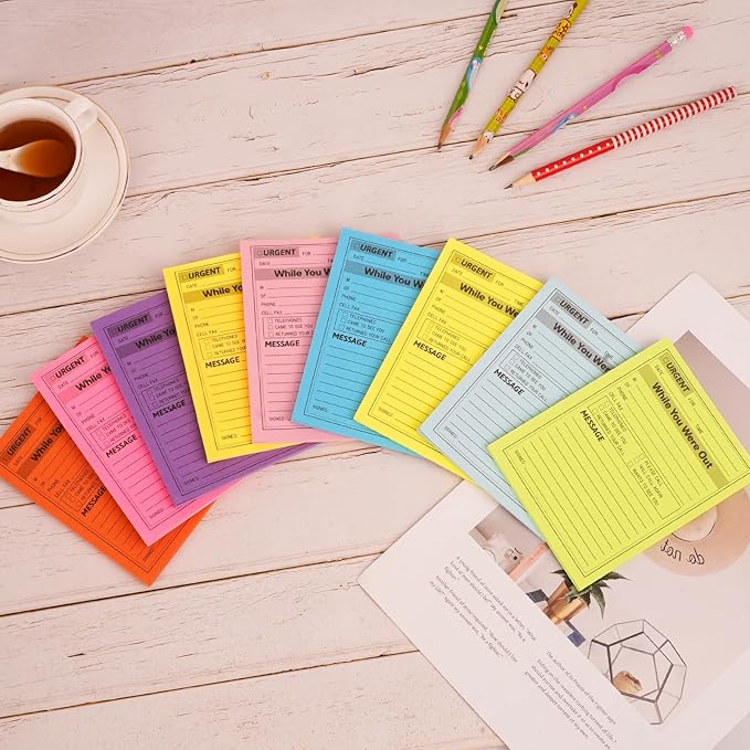 9 Pieces Phone Message Pads for Office, Big Sticky Notes for Wall, Assorted Colors Funny Office Sticky Notes, Urgent While You were Out Message Pad, Work Call, Teacher Supplies No Black Frame