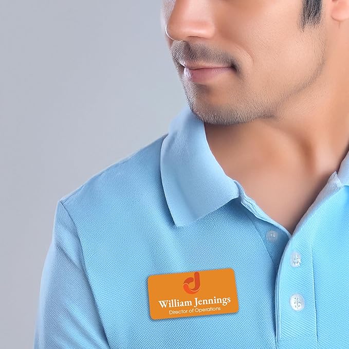 Custom Name Tag Full Color with Logo Magnetic Back | Name Badges for Business | Metal Name Tags ID Badges for Employees | Personalized Name Tags | Magnetic Name Tags Personalized (3x1.5 Inches)