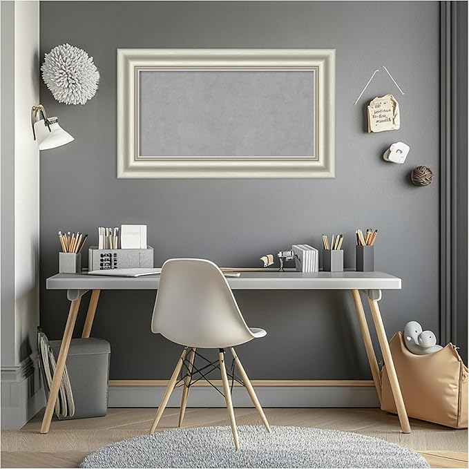 Amanti Art Silver Framed Magnetic Board 18x30 Small Vision Board for use with Magnets, 100% Metal Sheet to Display Items as Office Decor or for Home Organization in mudroom, Kitchen or Kids Room