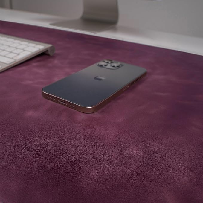 Node Leather Calfskin Leather Desk Pad – Executive Office Desk Mat with Non-Slip Bottom – Smooth Surface for Mouse & Keyboard – Wide Desk Protector 15 3/4" x 38" – Real Leather Desk Blotter