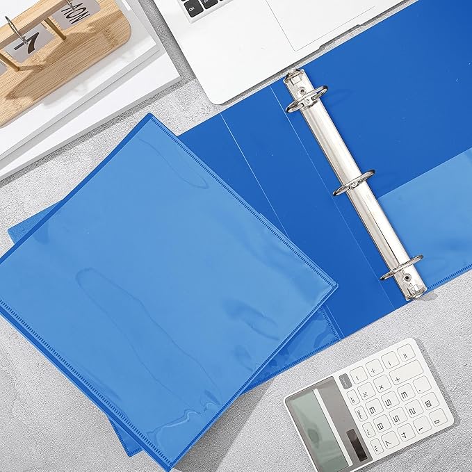 Henoyso 12 Pcs 3 Ring 1 Inch Binders Fits 8.5 x 11 Inch Letter Size Paper, Plastic Blue Flexible Binders with View Cover and 2 Pockets, 175 Sheets Capacity for Office School