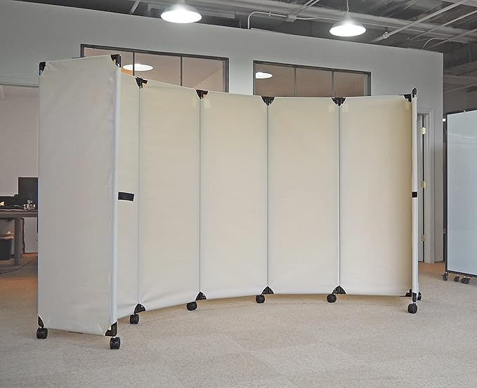 Versare MP10 Portable Folding Wall Partition | Economical 5 Panel Design | Portable Room Divider On Wheels | Adjustable, Freestanding Setup | Multiple Widths