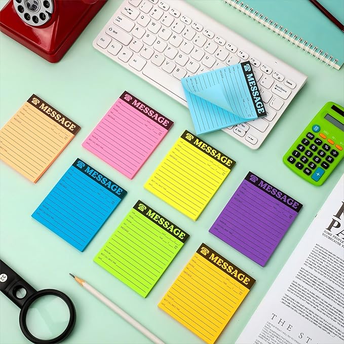 Eaasty Phone Message Pad Phone Message Sticky Notes 4 x 3. 4 Inch Bright Color Self Adhesive Book Call Back Notepad for Home Office Supplies, Assorted Neon Colors(Bright Colors,8 Pieces)