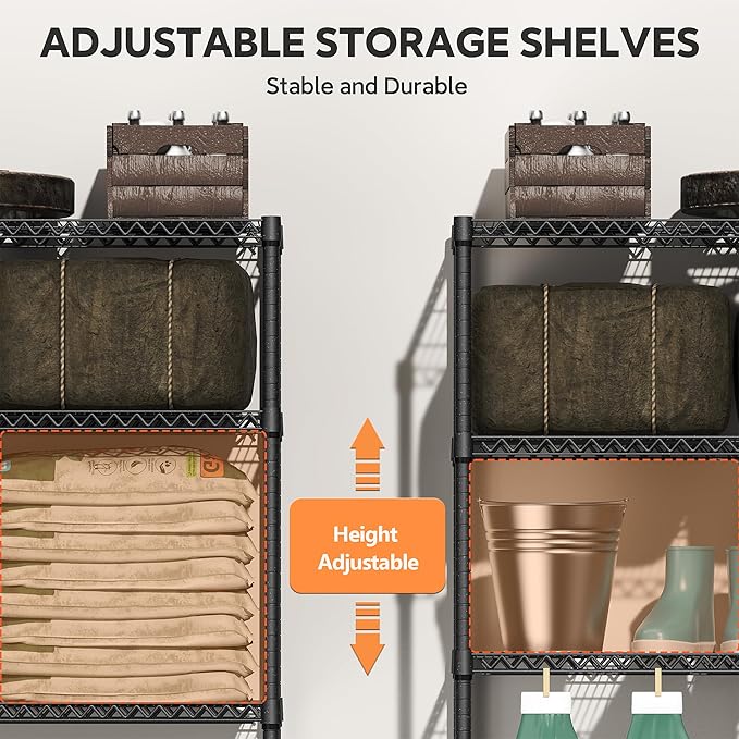M MZG Stand Shelf Wire Rust-Proof Outdoor Storage Shelving 4-Tier Utility Shelving Unit for Garden Home,Kitchen,Office Dark Grey 17.7" D x 47.3" W x 59.4" H
