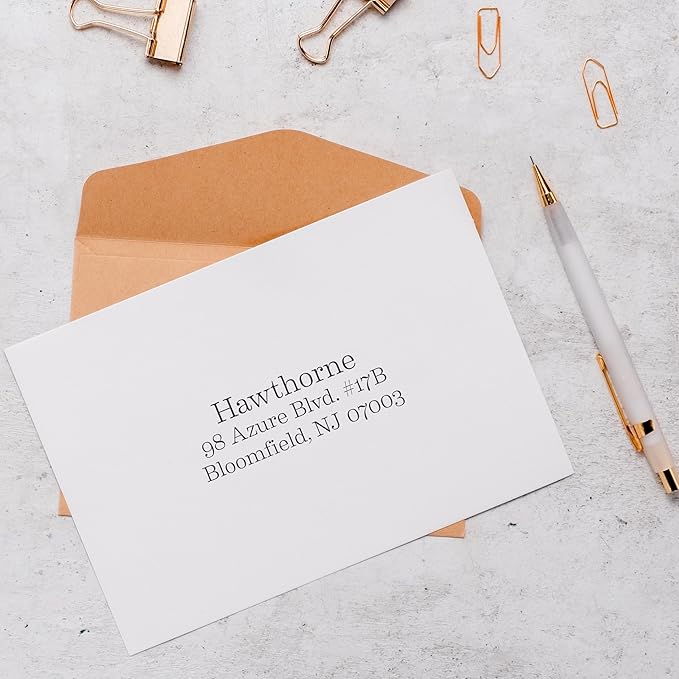 Address Stamp - Custom Stamps for Mailing I Create Personalized Name and Return Address I Up to 3 Lines of Text I Includes Ink Color Options I Self Inking and Wooden Rubber Stamp Options (Print Font)