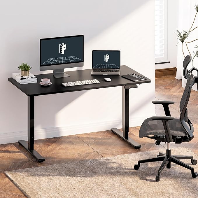 FLEXISPOT E6 3-Stage Dual Motor Electric Standing Desk 48 x 24 Sit Stand Up Desk, Holds 220 lbs, Adjustable Height w/Memory Presets, One-Piece Black Desktop & Black Frame, Ships in 2 Boxes