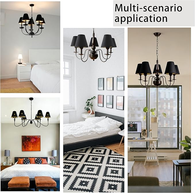 TAaMTYH small lamp shade chandelier shades set of 6，Fabric Lampshade for Wall Lamp，chandelier shades，small table lamps，For Cutting Edge bulbs, Clip-on Fitter Lampshade，3" X 6" X 5"