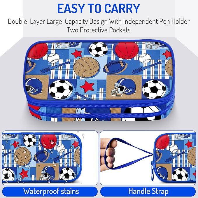 Fitvc Large Pencil Case for Boys,Sports Boys Pencil Pouch for Kids Teens School,Large Capacity Pen Box Marker Organizer for School