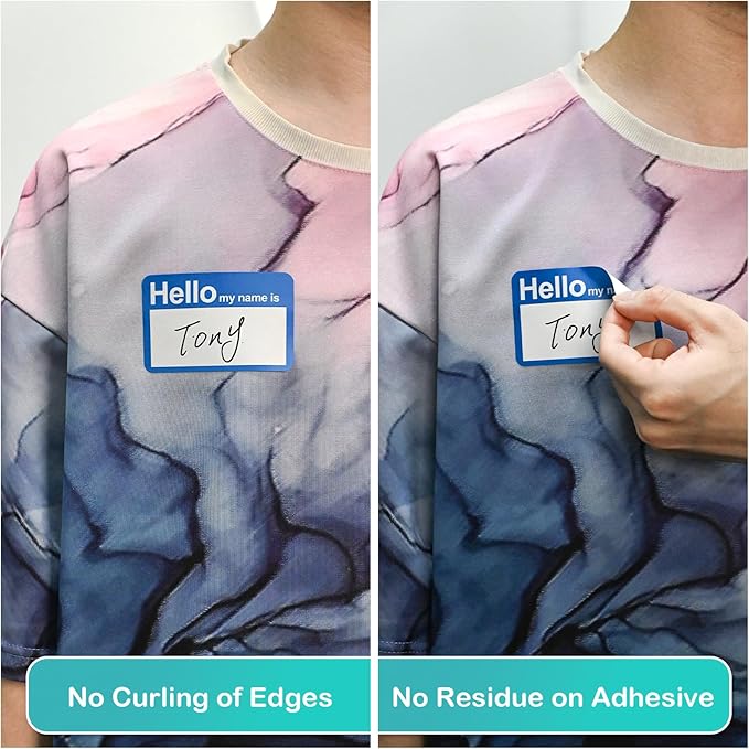 L LIKED Hello My Name is 5 Colors 3.5" x 2.25" 200 Name Tags Stickers for Party, Office, Meeting, School