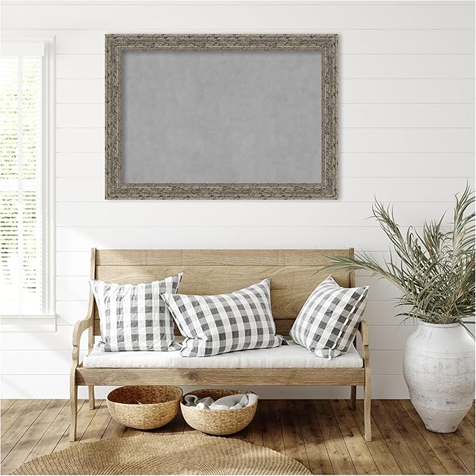 Amanti Art Silver Framed Magnetic Board 29x41 Large Vision Board for use with Magnets, 100% Metal Sheet to Display Items as Office Decor or for Home Organization in mudroom, Kitchen or Kids Room