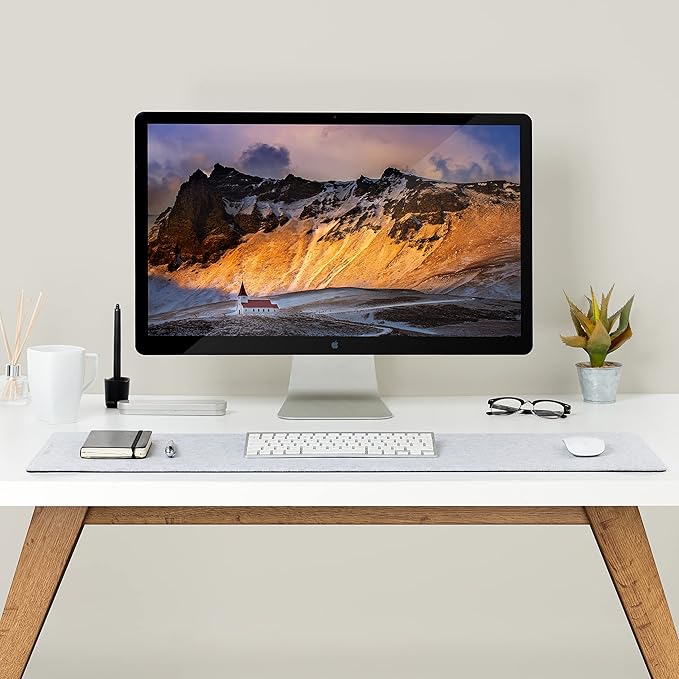 Wolvende Premium Felt Desk Mat | Medium 12" x 36" | Multifunctional Desk Pad for Home Office | Light Gray