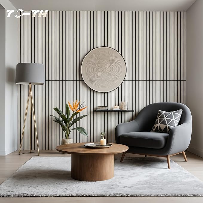 TO-TH Wood-Look Acoustic Panel, 4 Pack 47.2” x 23.6” Soundproof Wall Panels, Decorative Sound Absorbers Large Acoustic Panels for Home, Office, Basement, Natural Oak