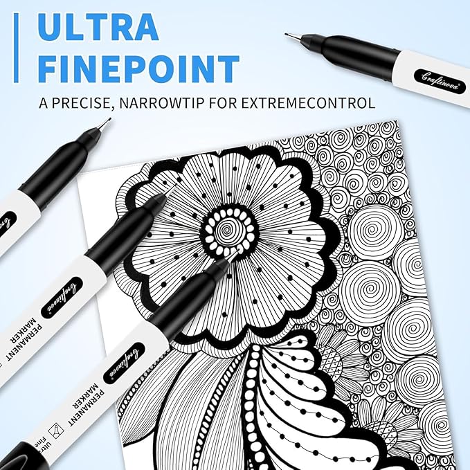 craftinova Black Ultra Fine Point Permanent Markers, Extra Fine Tip, Quick Drying and Waterproof, Fade Resistant Perfect on Paper, Glass, Metal, Plastic, Wood, Office & School Use, 30 Pack