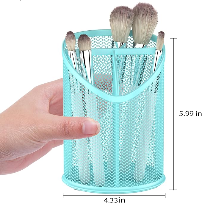 Delifox 2 Pack Pen Holder Mesh Round Pencil (Blue)