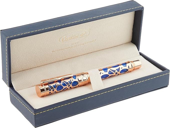 Conklin Endura Deco Crest Fountain Pen in Blue, Broad Nib, Premium Writing Instrument