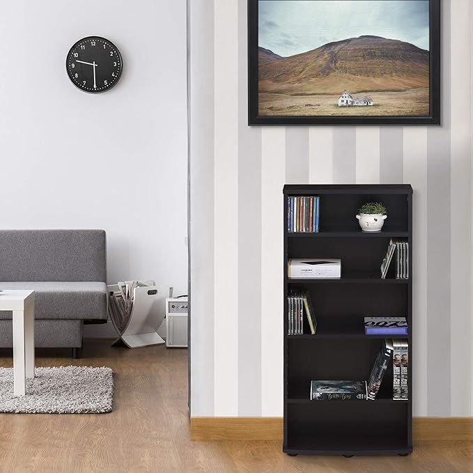 FURINNO Jaya 4-Tier Multimedia Storage Tower, Espresso