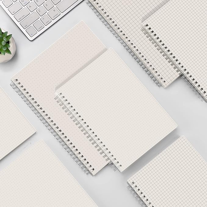 AHGXG A5 Graph Paper Notebook Spiral (3-Pack) Spiral Journal 5.7"x 8.3", Quad Ruled, with Thick 100gsm Square Grid Paper,80 Sheets Per Pack