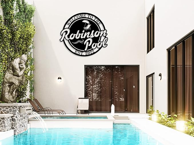 Swimming Pool Metal Sign, Personalized Pool Sign, Pool Metal Sign, Poolside Paradise Sign, Pool Signs and Decor Outdoor, Custom Pool Sign