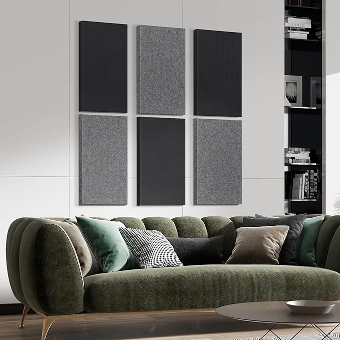 23.62" X 11.81" X 2" Fiberglass Wall Panel, 4 Pack Acoustic Panels, Acoustic Panels Sound Absorbing for Office, Studio, Home Theatre - Black