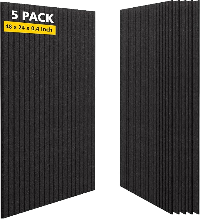 AUTORIFIC Acoustic Panels,5 Pack Sound Panels Noise Reducing for Walls,47.2"x23.6"x0.35" Soundproof Wall Panels,High-Density Acoustic Wall Panels,Decorative Wall Sound Absorbing Panel,Black
