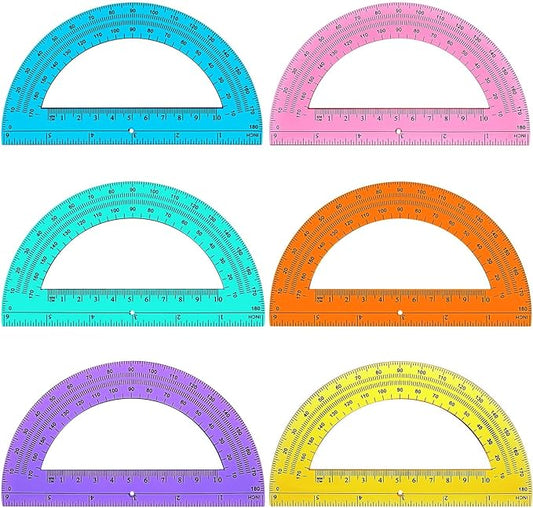 Zonon 500 Pieces Protractors Bulk Plastic 180 Degrees 6 Inch Translucent Protractors for Geometry, Angle Measurement, Students School Supplies