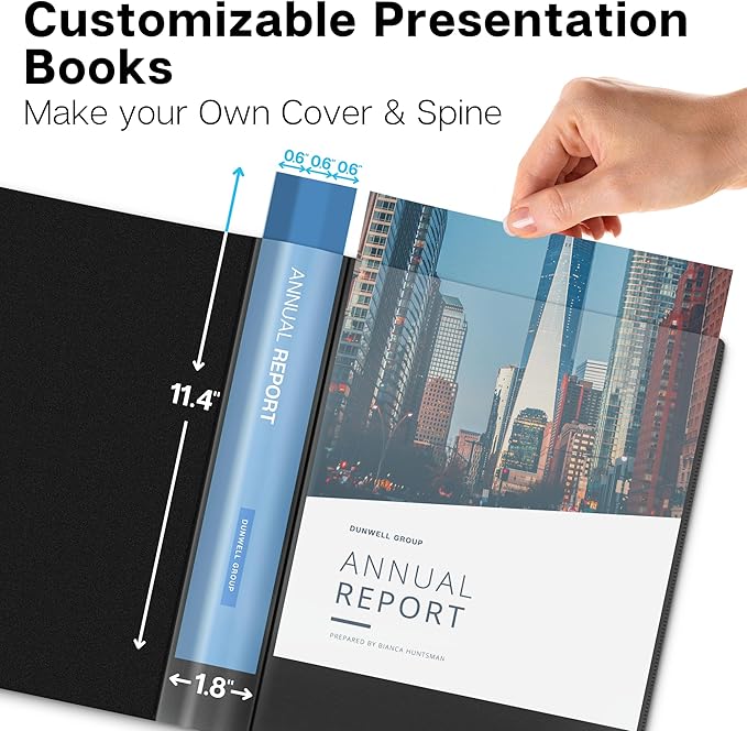 Dunwell Presentation Binder 24-Pocket, Displays 48 Pages, 8.5x11 Portfolio Binder with Plastic Sleeves, Storage and Organizer for Documents, Certificates, Projects, Photos (3 Pack, Black)