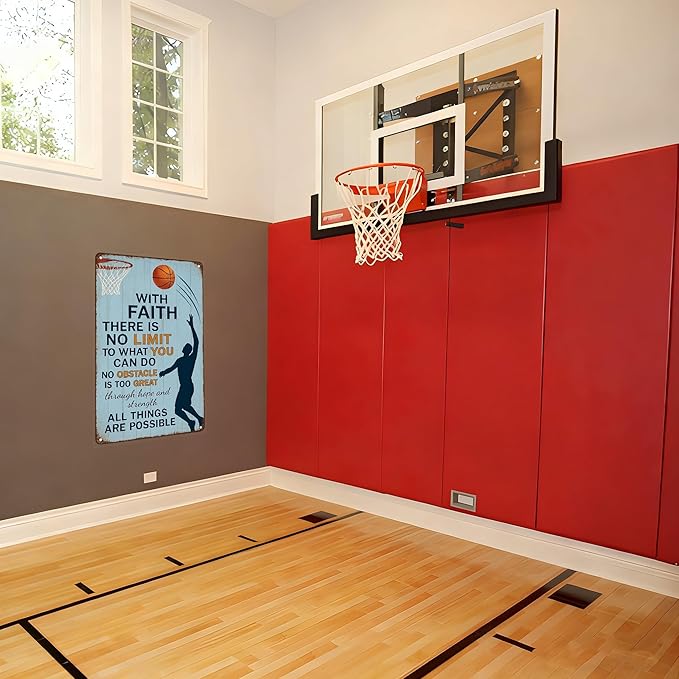 Vintage Christian Basketball Metal Sign – Faith Motivational Wall Art for Boys Room, Gym, or Locker Room – Inspirational Gift for Athletes, Teens, and Believers(Christian Basketball)
