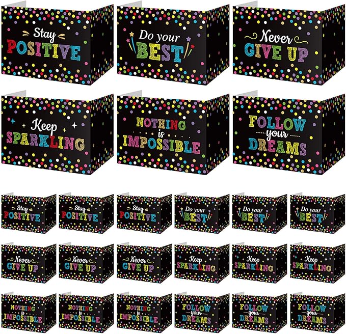 Honoson 24 Pcs Bulk Inspirational Privacy Folders for Students Cardboard Test Privacy Boards Motivational Words Desk Dividers Shield for Classroom School Study Supplies, 6 Styles(Polka Dots)