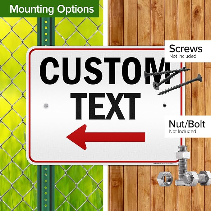 Custom Arrow Directional Sign, Left Arrow, 18x24 Inches, 3M EGP Reflective, Rust Free .080 Aluminum, Fade Resistant, Made in USA by My Sign Center