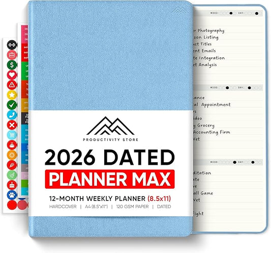 Dated, 2026 Planner, 8.5" x 11" - The Productivity Planner to Achieve Your 2026 Goals - Planner 2026-2027 by PRODUCTIVITY STORE (A4, BLUE)