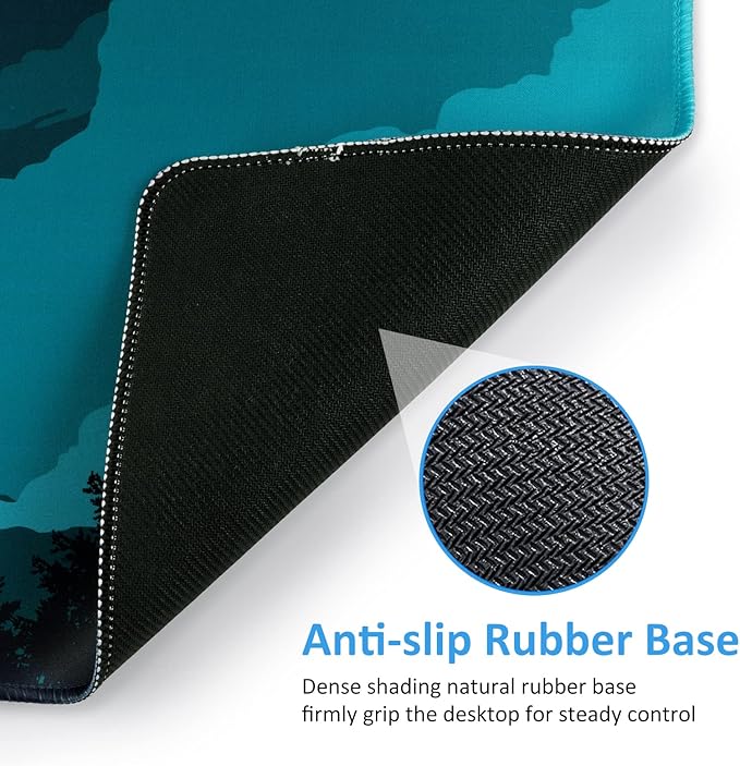 iCasso Extended Gaming Mouse Pad (35.4x15.7 in), Large 3mm Non-Slip Rubber Base Mousepad with Stitched Edges, Waterproof Keyboard Mouse Mat Desk Pad for Work, Game, Office, Home - Silent Night