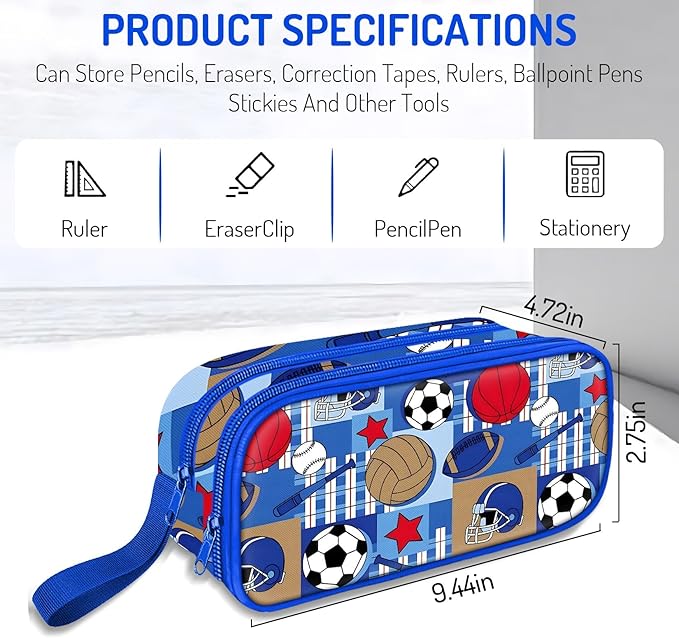 Fitvc Large Pencil Case for Boys,Sports Boys Pencil Pouch for Kids Teens School,Large Capacity Pen Box Marker Organizer for School