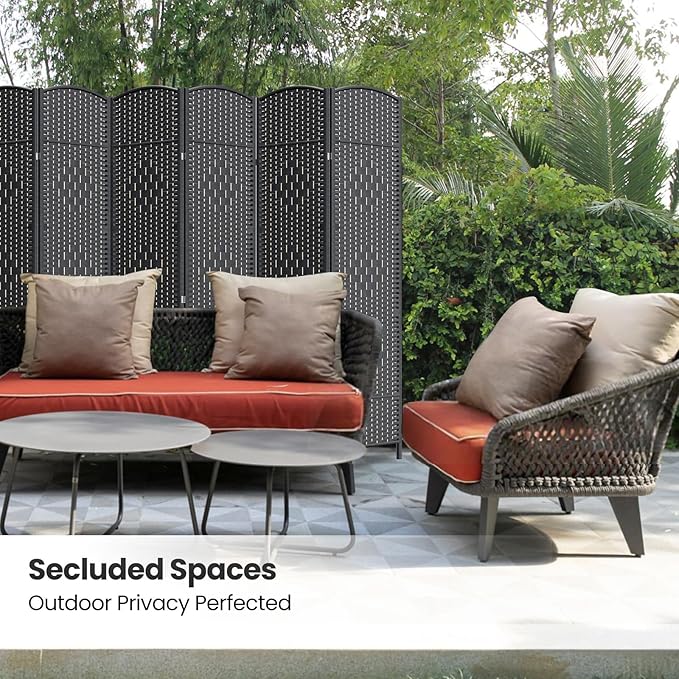 Cocosica 6 Panel Room Divider,6Ft Folding Privacy Screen,Tall - Extra Wide Foldable Panel Partition Wall Divider with Diamond Double-Weaved Hand-Woven Design Room Screen Divider