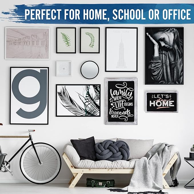 HBCY Creations 11" x 17" Whitewash Solid Wood Frame Wall Chalkboard, Magnetic Surface, Home Décor, Restaurant & Café Menus, Blackboard, Includes Chalk, Eraser & Hanging Hardware
