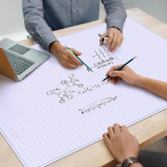 zmybcpack 25 Sheets 24"x36" Large Engineering Graph Paper Pad - 1/4" Ruled Grid Paper for Engineering, Architecture-Mathematician Draftsman Paper(Single Printed)