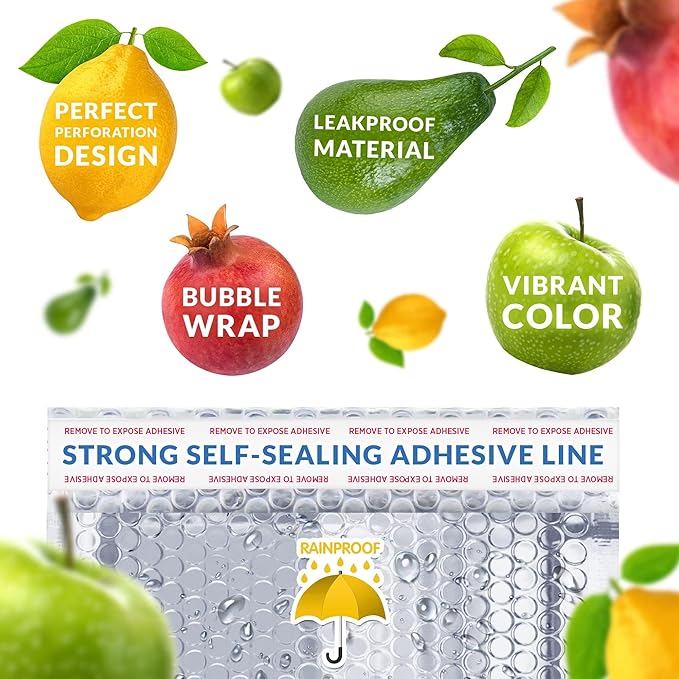 Amiff Silver Thermal Bubble Mailer, 11 x 15 Inches. 10 Pack Metallic Bubble Mailers. Self-Seal Insulated Mailers for Cold Shipping. Padded Envelopes Waterproof. Thermal Bag for Food, Cosmetics