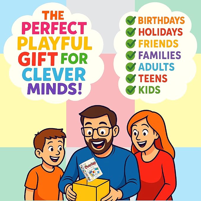 Overlap - Award-Winning Deceptively Simple Strategy Card Game for Adults and Families - 2 Player Game or Up to 8 Players - Easy to Learn Mensa Recommended Brain Game