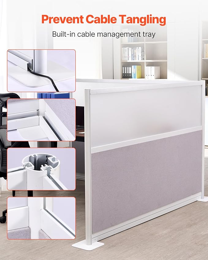 VEVOR Office Divider Privacy Partitions, 2-Pack, 72" x 48" Room Divider Walls, PET Workstation Cubicle Partition with Frosted Acrylic Windows, Freestanding Privacy Panels for Office Library School