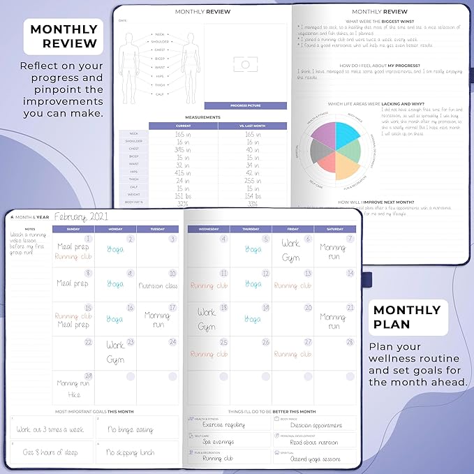 Clever Fox Fitness & Food Journal PRO – Daily Workout & Meal Planner for Women & Men – Exercise & Weight Loss Diary Notebook, 7.3x10.4” (Mystic Blue)