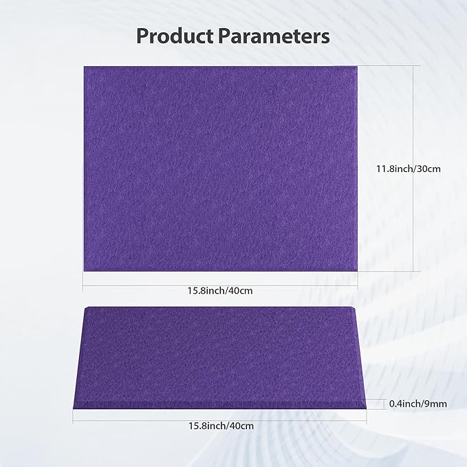 Amantech 12 Pack Acoustic Panels Self Adhesive Sound Proof Foam, High Density Sound Acoustic Panel, 16X12X0.4 Inch 4:3 Rectangle Panels in Home, Office, Reccording Room, Studio,and More(Violet)